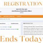 Act Now! Don’t Miss the Deadline for JEE Main 2024 Session 1 Registration at jeemain.nta.ac.in Registration for JEE Main 2024 Session 1 Ends Today at jeemain.nta.ac.in