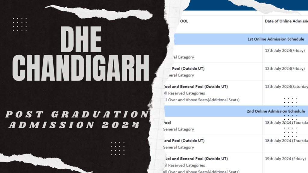 DHE Chandigarh Post Graduation Admission: Registration, Merit List, and Counselling Schedule