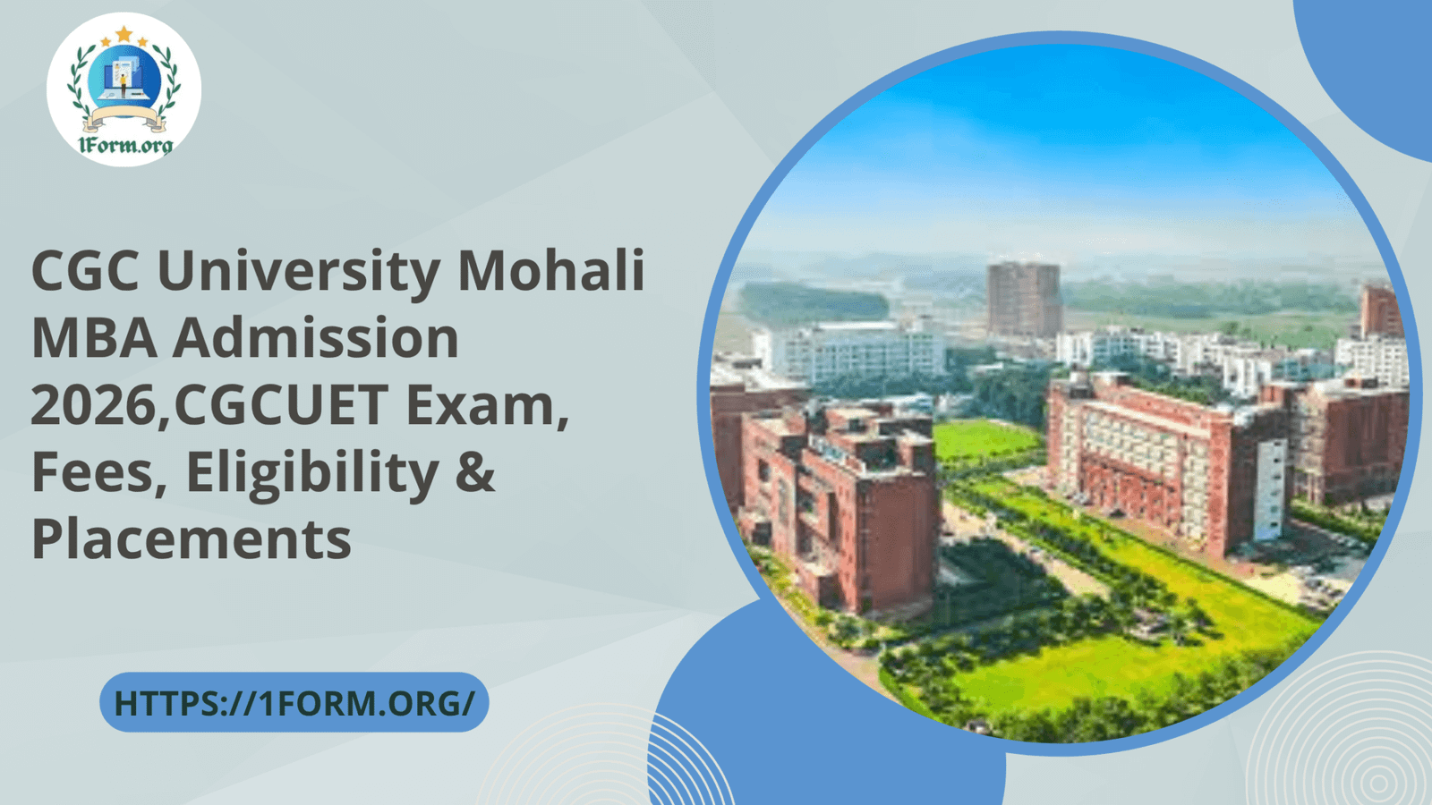 CGC University Mohali MBA Admission 2026,CGCUET Exam, Fees